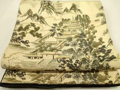 平和屋着物●アンティーク　大正ロマン　全通柄京袋帯　風景文　正絹　逸品　DABE1226op