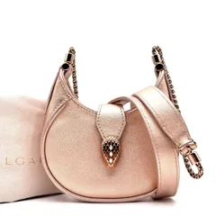 未使用保管品 BVLGARI ブルガリ セルペンティ エリプス マイクロ ショルダーバッグ メタリックレザー ローズゴールド ピンク 蛇 スネークヘッド チェーン ミニバッグ 斜めがけ アクセサリーポーチ パーティーバッグ レディース