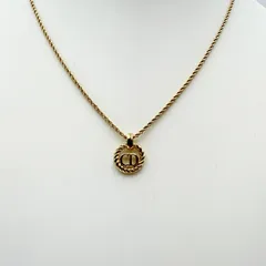 Christian Dior（クリスチャンディオール）CDロゴ サークルモチーフ ネックレス ヴィンテージ ゴールドトーン ロープチェーン レディース