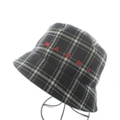 マルニ MARNI 23AW バケットハット 帽子 ロゴ チェック柄 ウール L 黒 ブラック 白 ホワイト CLZC0110S0 /AN1