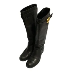 良品 GUCCI グッチ GGマーモント カーフレザー ロングブーツ ジョガーブーツ 246627 サイズ36 1/2 23.5cm相当 ブラック レディース 古着 中古 USED