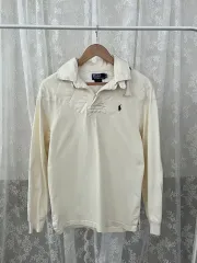 M) 00年代 ポロ ラルフローレン ラグビーシャツ アイボリー
