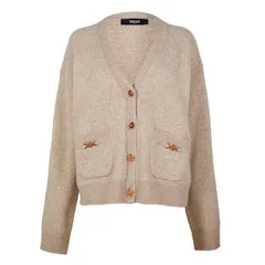 ヴェルサーチ レディース アウター ニット・セーター カーディガン Versace Cashmere Knit Cardigan BeigeBone ベージュのサムネイル