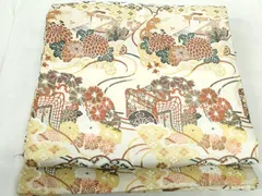 平和屋着物◎アンティーク　大正ロマン　丸帯　唐織　風景花文　金糸　正絹　逸品　DABE0528qa