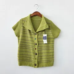 VIRGO ライトグリーン ストライプ ニット 半袖 カーディガン 日本 ヴィンテージ