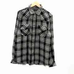 ディーゼル DIESEL カジュアルシャツ 長袖 チェック柄 カットアウト L 黒 ブラック オフホワイト /HO13 ■GY53