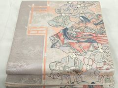 平和屋着物●本場筑前博多織　八寸名古屋帯　鳥獣戯画　正絹　逸品　DAAY1194ps 平和屋着物○本場筑前博多織 八寸名古屋帯 鳥獣戯画 正絹 逸品