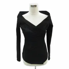 ダナキャラン DONNA KARAN ノーカラージャケット 上着 ミドル丈 黒 ブラック オフショルダー 切替 /SM16 ■ECA001のサムネイル