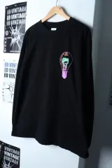 (XL) イェスアイシー 長袖Tシャツ ビックプリンティング ブラック ストリート-171D8