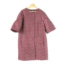 美品 maxmaraWEEKEND マックスマーラ ノーカラーコート 38 ポリエステル100％ 五分袖 チェック スプリング レディース AM8447A53 