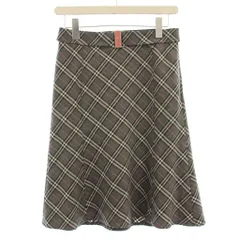 バーバリーブルーレーベル BURBERRY BLUE LABEL スカート チェック柄 フレア ひざ丈 36 グレー FLF09-633 /☆G