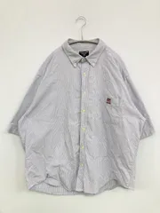 RALPH LAUREN JEANS CO. シャツ/ブラウス XL ブルー コットン ストライプ柄 ワンポイント ブランドロゴ ミドル丈 半袖 ボタンダウン