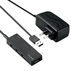 【新着商品】エレコム USB2.0 ハブ 4ポート ACアダプタ付 セルフ/バス両対応 Nintendo Switch動作確認済 ブラック U2H-AN4SBK