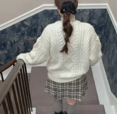 タグ付き新品 アベイン ディセンバー ルーズフィット ウール ケーブル編み ニット アイボリー