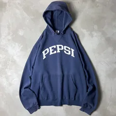 雰囲気系 90s USA製 Champion PEPSI ロゴ パッチ 刺繍 スウェット フード パーカー XXL / 90年代 アメリカ製 オールド チャンピオン ナス紺