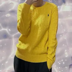 ポロ ラルフローレン ケーブル編み ニット 黄色 イエロー ひよこ L