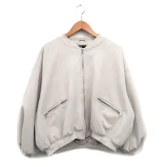ザラ ZARA フルジップ ジャンパー ブルゾン スエード調 M アイボリー 白 /KT20