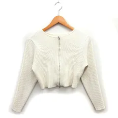 ミスティック mystic カーディガン ニット ショート丈 ジップアップ リブ 長袖 F オフホワイト /NT4