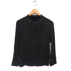 ボールジー BALLSEY トゥモローランド シルク ドット シャツ ブラウス ピンタック プリント バンドカラー 長袖 38 黒 ブラック /NT11