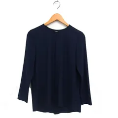 セオリー Theory ボートネック ブラウス スリット バックロング 無地 長袖 S 紺 ネイビー /NT25