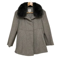 美品 ARMANI COLLEZIONI アルマーニコレッツィオーニ リアルファー付きウールコート 36 グレー レディース 古着 中古 USEDのサムネイル