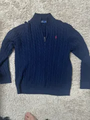 ポロ ラルフローレン ネイビー ケーブル編み ニット ハーフジップ