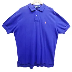Polo Ralph Lauren ポロラルフローレン ポロシャツ 青 ブルー XL 半袖 鹿の子 ワンポイント刺繍 ラルフローレン ビッグサイズ メンズ 古着