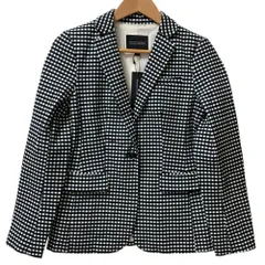 未使用 BANANA REPUBLIC バナナリパブリック チェック テーラードジャケット サイズ2 ブラック×ホワイト レディース 古着 中古 USED