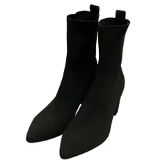 美品 DOUBLE STANDARD CLOTHING ダブルスタンダードクロージング ポインテッドトゥ ニットショートブーツ 36 1/2 約23.5cm ブラック レディース 古着 中古 USEDのサムネイル