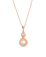 ル ヴァン レディース アクセサリー ネックレス・チョーカー・ペンダントトップ レース Le Vian Freshwater Pearl 89mm Morganite 042 ctw Diamond 008 ctw Pendant Necklace in 14