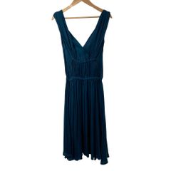 LANVIN ランバン ファーストライン ギャザードレス ワンピース サイズ34 ダークブルー レディース 古着 中古 USED