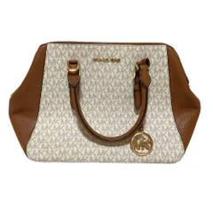 美品 MICHAEL KORS マイケルコース シャーロット 2WAY トートバッグ ホワイト ブラウン レディース 古着 中古 USED