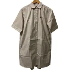 美品 FRED PERRY フレッドペリー 半袖 シャツワンピース サイズUK10 ベージュ レディース 古着 中古 USED