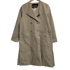 良品 TARA JARMON タラジャーモン ダブルブレスト ノーカラーコート サイズ36 ベージュ レディース 古着 中古 USEDのサムネイル