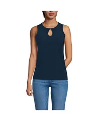 ランズエンド レディース トップス シャツ プチ Lands End Womens Petite Supima Keyhole Tank Radiant navy ネイビー