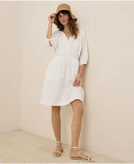 パクト レディース トップス ワンピース コットン Pact Womens Organic Cotton Coastal Double Gauze Peasant Dress Sea salt