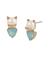 ベッツィジョンソン レディース アクセサリー ピアス・イヤリング Betsey Johnson Faux Stone Cultivated Pearl CatwoStep Stud Earringsのサムネイル