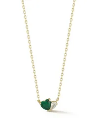 レイチェル ゾー レディース アクセサリー ネックレス・チョーカー・ペンダントトップ レース Rachel Zoe 14K Gold Plated Sterling Silver Dainty TwoStone Heart Necklace Green グリー