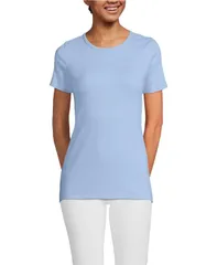 ランズエンド レディース トップス Tシャツ Lands End Womens Micro Rib TShirt Light sea blue ブルー