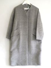 saqui サキ アルパカウール ノーカラーコート グレー 38 - メルカリ