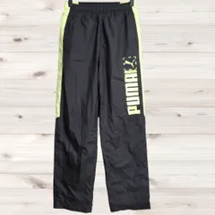 B1569 プーマ PUMA  カジュアルパンツ ズボン(150) 黒 プリントロゴ文字 ウエストゴム