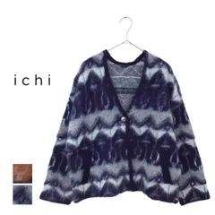 イチ カーディガン レディース ichi 240760 ジャガード ネイティブ柄 CARDIGAN フリーサイズ ベージュ ネイビー (241129)