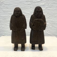 アフリカンアート 木製人型彫刻 2体セット 【 希少 パラオ トコベイ人形 】 アフリカンアート 木製人型彫刻 2体セット 【 希少 パラオ トコベイ