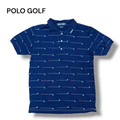POLO GOLF Ralph Lauren ポロシャツ 総柄 ゴルフクラブ 半袖 ネイビー コットン100% ラルフローレン
