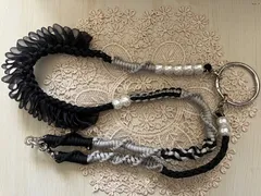 パラコード　スマホ　ショルダー　ストラップ　ハンドメイド　フリルリボン　パール　2way