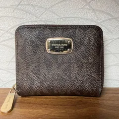 【美品】マイケルコース 二つ折り財布 ブラウン ラウンドファスナー コンパクト