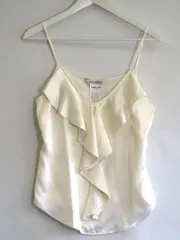 【231007】MAX MARA マックスマーラ  ※クリーニング済　シルク　胸元フリル　キャミソール  ・40 クリーム