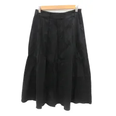 セオリーリュクス theory luxe フレアスカート ギャザースカート ロング丈 麻 リネン 38 M 黒 ブラック /YK7