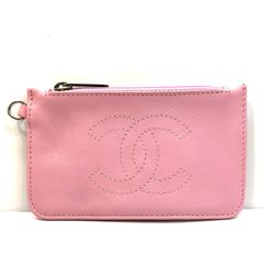 CHANEL カメリア コインケース ポーチ 小銭入れ ラムスキン ピンク