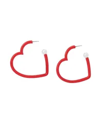 ベッツィジョンソン レディース アクセサリー ピアス・イヤリング Betsey Johnson Faux Stone Love Spell Heart Hoop Earrings PearlRed パのサムネイル